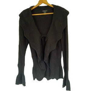 {BCBG Max Azria} Retro Wavy Butterfly Black Tie Front Cardigan - Large